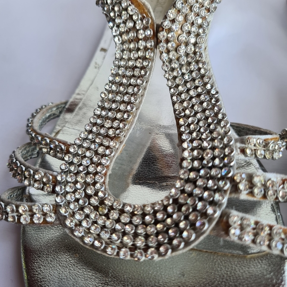 JO MERCER Size 6 Women's Silver Diamontes Leather Strappy Sandals Flats - Picture 10 of 16